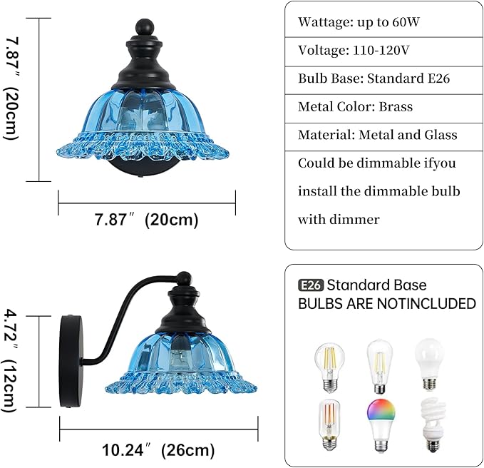 Vanity Light Black Wall Sconces Modern 1-Light Bathroom Sconces