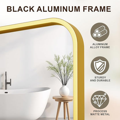 FICTOR Bathroom Mirror for Over Sink, 24"x36" Vanity Mirror for Wall, Gold | Shatterproof Tempered Glass, Anti-Rust Frame, Vertical/Horizontal Mounting, Wall Mirror for Bedroom, Living Room, Entryway
