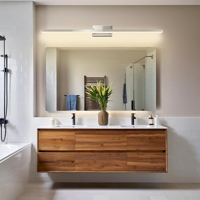 48 Inch LED Bathroom Vanity Light, Brushed Nickel | Dimmable 48W 3000K Warm White Over Mirror Light Fixture, Modern Wall Sconce for Large Relaxing Makeup Vanity