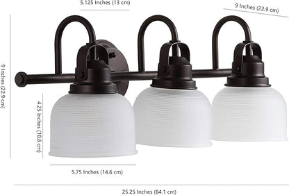 JONATHAN Y 5.75" Oil Rubbed Bronze Modern Bathroom Vanity Light, 3-Light LED Wall Sconce, Clear Glass Bell Shade for Mirror Hallway Kitchen, ETL Listed, LED Bulb Included (JYL7409C)