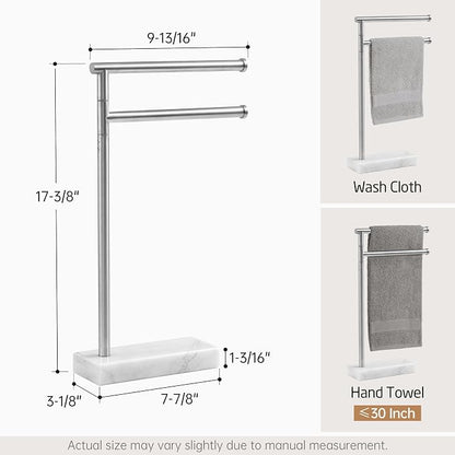 KES Hand Towel Holder Stand for Bathroom, Countertop Towel Stand Swivel with Marble Base, 17.3" 2 Arms Hand Towel Holder Freestanding Counter Top 18/8 Stainless Steel Brushed Finish, BTH233A-2 | Dual 360° Rotatable Arms, 3.3 Lb Marble Base For Stabilit...
