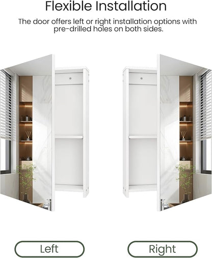 CHOEZON Bathroom Medicine Mirror Cabinet, 13.8'' x 19.7'', Wall-Mounted Bathroom Vanity with Mirror, Bathroom Medicine Cabinet with Storage Function, Hanging Storage Cabinet, Adjustable Shelves, White