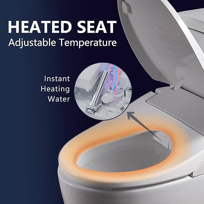 X1 Electric Bidet Seat for Elongated Toilets with Remote Control- Electronic Heated Toilet Seat with Endless Warm Water and Multifunctional Wash Functions，White，Easy Installation