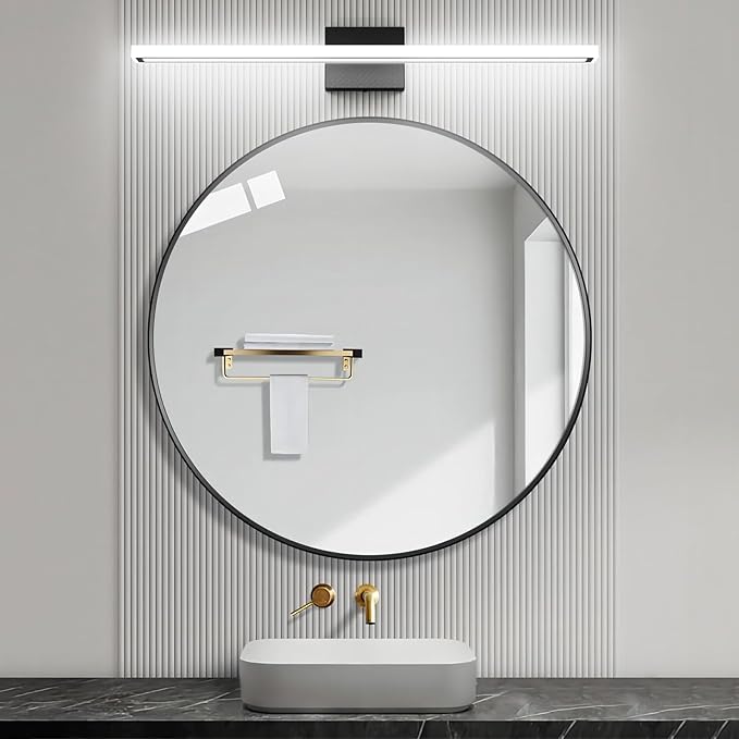 31.5inch Black LED Bathroom Vanity Light Bar 24W Modern Bath Light Fixture Over Mirror Vanity Light Cool White 6000K