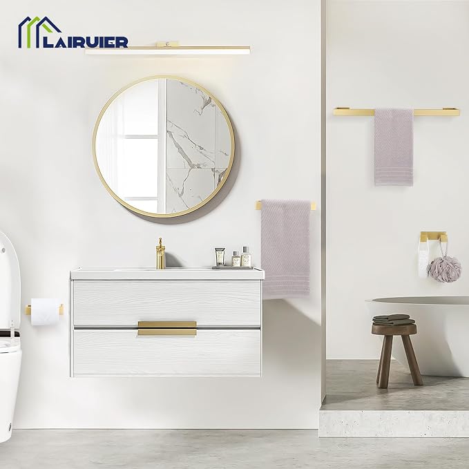 Lairuier Brushed Gold Bathroom Accessories, 23.6 inches Towel Bar Set | Including Towel Bar, Towel Holder, Toilet Paper Holder, Towel Hook, SUS304 Stainless Steel Bathroom Towel Holder Hardware Set