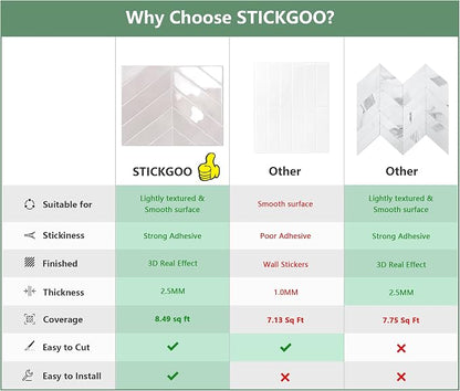 STICKGOO Herringbone Peel and Stick Backsplash, Smoky Pink, 10 Sheets | 12.6 x 9.7 in, Thicker Rectangular Vinyl Stick-On Wall Tiles, Easy Alignment, Waterproof, Easy to Clean, Kitchen/Bathroom