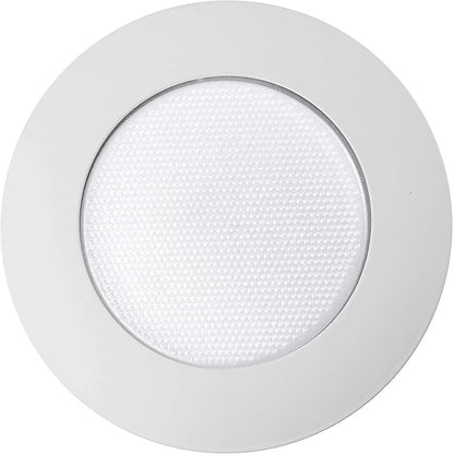 NICOR Lighting 6 inch White Lexan Flat Albalite Shower Trim with Plastic Trim Ring and Albalite Lens (17575)