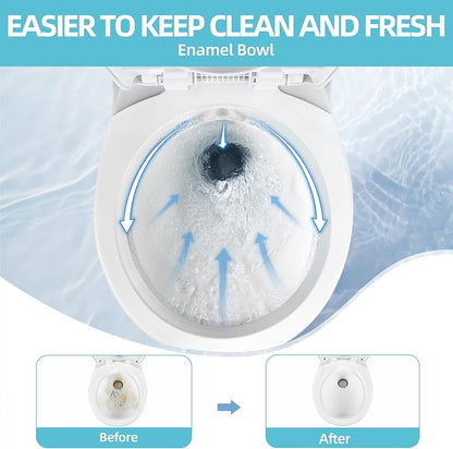 YITAHOME RV Toilet with Enamel Bowl | Plastic Toilet Body, Pedal Flush, Gravity Flush Toilet High Profile with Hand Sprayer, Flange for Motorhome Caravan Car