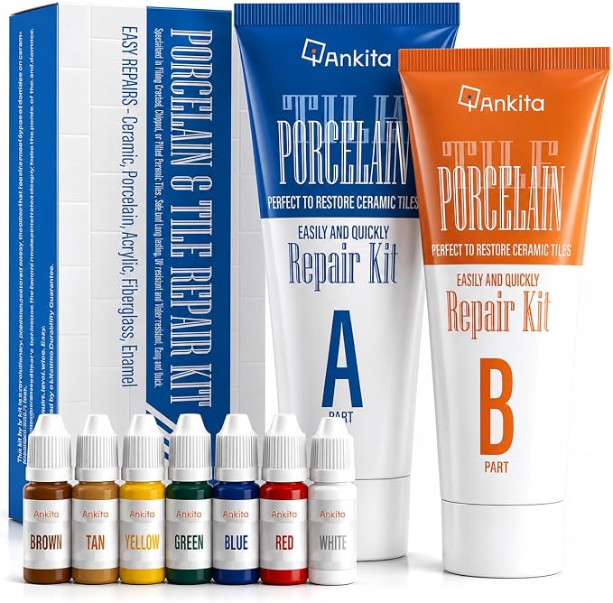 Tile Repair Kit (Color Match), Ceramic & Porcelain Epoxy Putty for Floor | For Chips, Cracks, Holes, Scratches on Porcelain & Ceramic Wall/Floor Tile, Super Bond Ceramic Tile Paste Filler