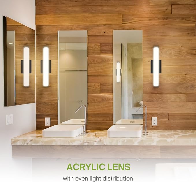 ASD 18" LED Linear Vanity Light Fixture, Modern Bathroom Sconce — 3 Color 3000K-5000K, Dimmable, 20W 1800LM, Energy Star & ETL Listed — Over Mirror Makeup Bar for Bedroom, Cabinets — Black, 4 Pack