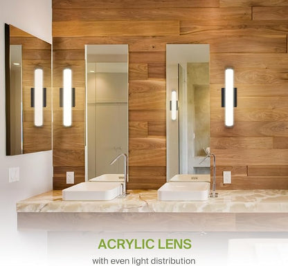 ASD 18" LED Linear Vanity Light Fixture, Modern Bathroom Sconce — 3 Color 3000K-5000K, Dimmable, 20W 1800LM, Energy Star & ETL Listed — Over Mirror Makeup Bar for Bedroom, Cabinets — Black, 4 Pack