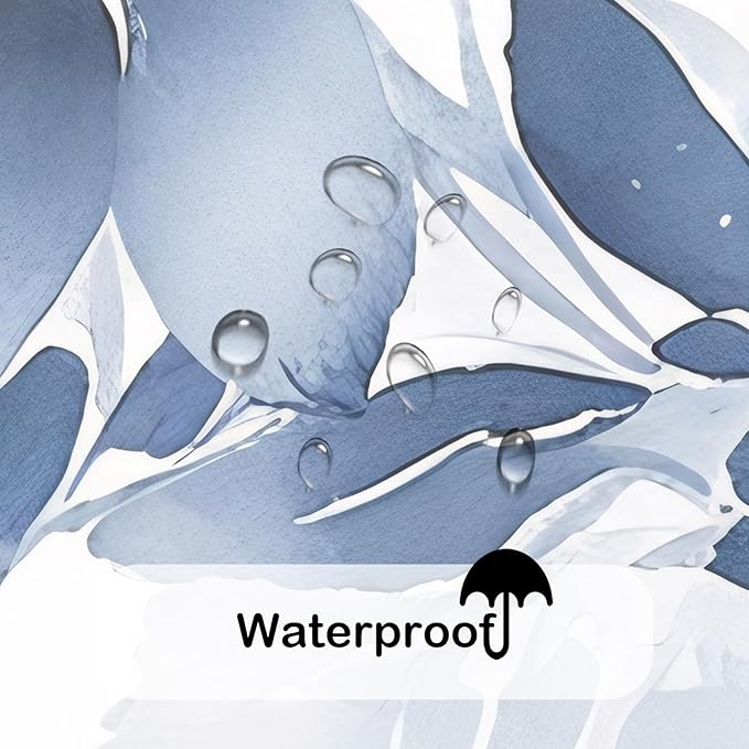 Floral Shower Curtain, Blue Watercolor Flower Shower Curtains for Bathroom, Modern Minimalist Waterproof Fabric Bath Curtain 72x72 Inch