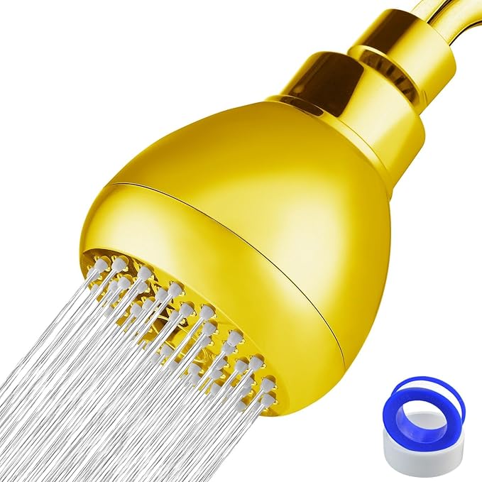 High Pressure Shower Head - Powerful Bathroom Pressure Boosting Showerhead - Perfect Universal Replacement for Bathroom Shower Heads (Gold)