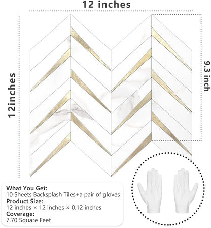 STICKGOO Herringbone Tile Peel and Stick Backsplash for Kitchen&Bathroom