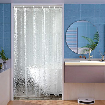 48 inch Wide Shower Curtain Liner with Magnets on Bottom, Stall Size Premium 8G Cobble Pattern Non-Toxic Waterproof Easy Care and Eco-Family (48W x 72H)