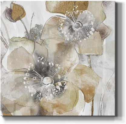 Renditions Gallery Taupe Spring Poppy Wall Art, Premium Gallery Wrapped Canvas Decor, Ready to Hang, 32 in H x 32 in W, Made in America Print (AZS-WC21-18276-R-3232-MK)
