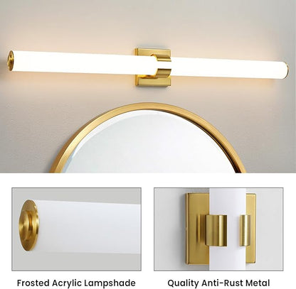 Bathroom Light Fixtures - 39 Inch Gold Bathroom Lights Over Mirror LED Vanity Light with Acrylic Shade, 36W Modern Vanity Lighting Fixtures for Mirror Living Room Gallery 3000K