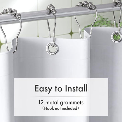 White Shower Curtain Liner with Magnets, 72x78 Plastic Shower Liner PEVA Waterproof Medium Weight Inside Shower Curtains Liner for Bathroom with Rustproof Grommet