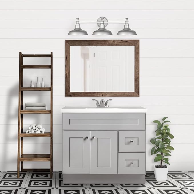 Design House Brookings Bathroom Vanity, 36", Gray | Adjustable Hinges, Freestanding, Contemporary/Modern, Wood, Bath, 587097