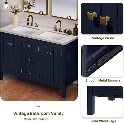 DWVO 47 Inch Bathroom Vanity with Double Sink | Bathroom Storage Cabinet