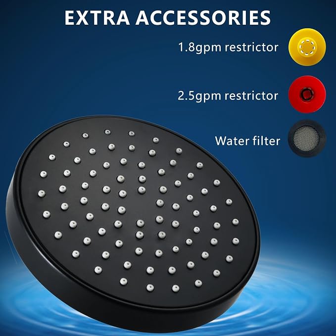 High Pressure Shower Head - 4.7“ Powerful Bathroom Pressure Boosting Rain Showerhead - Perfect Universal Replacement for Rainfall Shower Heads (2 Pack,Matte Black)