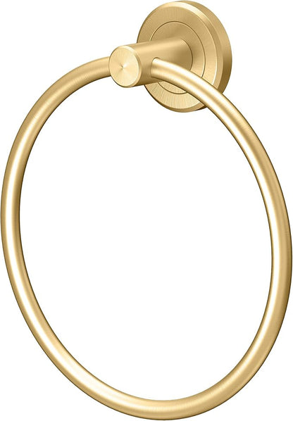 Gatco 4232 Latitude II Towel Ring, | Modern Hand Towel Holder for Bathroom | Stylish Decorative Hardware, Heavy Duty Metal, EZ Ancor Mounting | Brushed Brass