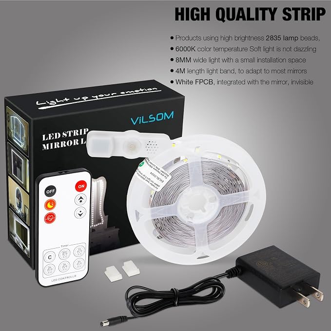 Led Vanity Mirror Lights Kit, ViLSOM 13ft/4M 240 LEDs Make-up Vanity Mirror | Mirror Light for Vanity Makeup Table Set with Dimmer and Power Supply, Mirror not Included