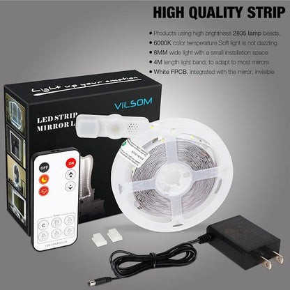 Led Vanity Mirror Lights Kit, ViLSOM 13ft/4M 240 LEDs Make-up Vanity Mirror | Mirror Light for Vanity Makeup Table Set with Dimmer and Power Supply, Mirror not Included