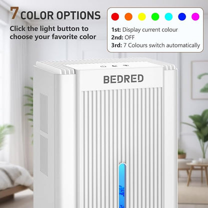 Dehumidifier, 95OZ Dehumidifier for Home 1000 sq ft - Quiet with Auto Shut Off & Relaxing 7 Color Ambient Light, Ideal for Livingroom, Bedroom, Basement (White)