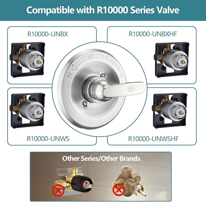 Shower Trim Kit Compatible with 1300/1400 Series, 1 Handle, Long Sleeve (Valve& Catridge Not Inclued), Brushed Nickel