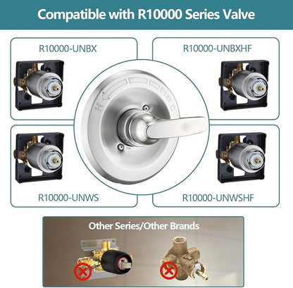Shower Trim Kit Compatible with 1300/1400 Series, 1 Handle, Long Sleeve (Valve& Catridge Not Inclued), Brushed Nickel