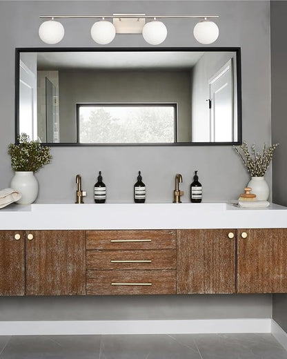New Bathroom Vanity Light Fixtures 4 Lights Brushed Nickel Glass Shade Modern Wall Bar Sconce Over Mirror（(Exclude G9 Bulb)