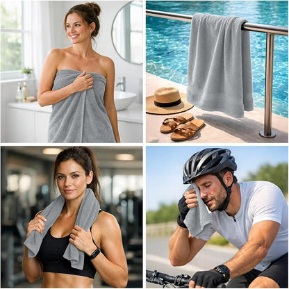 DAN RIVER 8 Piece Luxury Bath Towels for Bathroom, Towel Set, Silver | 2 Bath towels, 2 Hand towels, and 4 Wash Cloths, 600 GSM 100% Ring Spun Cotton, Highly Absorbent, Gym, Hotel, guest, and Spa