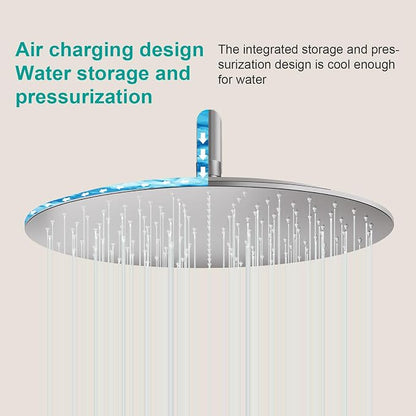 All Metal Rain Shower Head - Heavy Duty Stainless Steel, Easy Install, High Water Flow, Ultra-Thin Modern Design for Bathroom (Brushed Nickel, 16)