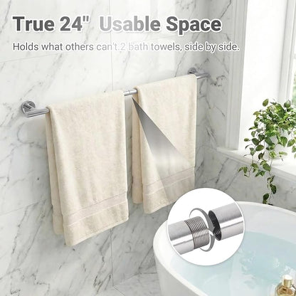 Brushed Nickel 5-Piece Bathroom Hardware Set,Bathroom Accessories Set | SUS304 Stainless Steel, 24 inch Towel Bar, Towel Racks for Bathroom, Toilet Paper Holder Wall Mounted, Robe Towel Hooks