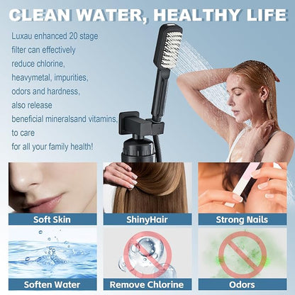 Handheld Shower Head，High Pressure Shower Head,Water Saving Detachable Shower Wand with Solid Brass Body and 5 ft Flexible Hose, Easy to Clean and Durable (Soft Head with Filter)