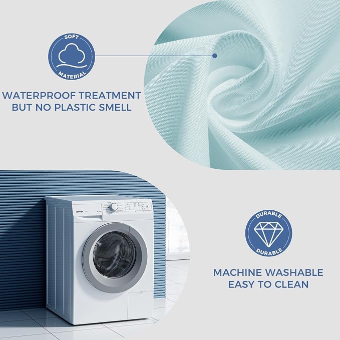 downluxe Waterproof Fabric Shower Curtain Liner, Soft Cloth Shower Liner with Magnets, Machine Washable & Hotel Quality Bathroom Curtain, 70" W x 72" L, Blue