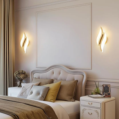 CANEOE Modern LED Wall Sconce 6000K Black Indoor Wall Light Fixtures Acrylic Wall Sconce Lighting for Living Room Bedroom Bedside Bathroom Hallway Stairway Wall Lamp (Gold, 2 Packs, 3000K)