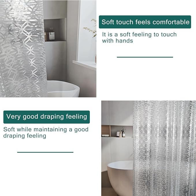 Shower Curtain Liner, 100% Waterproof Peva Shower Curtains with 3 Duty Heavy Bottom Magnets and 12 Rust Proof Grommets, 72x72 Weighted Shower Liner for Shower Stall, Bathtubs