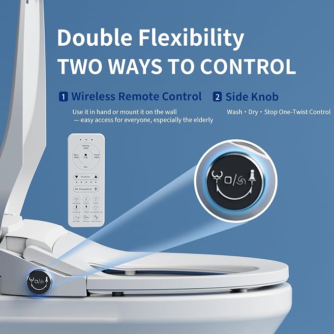 Electric Bidet Seat Elongated,Heated Seat,Luxury Wash,Smart LED | Premium Aerated Wash,Instant Warm,Self Cleaning Nozzle,6000RPM Dryer,Remote Control, Soft Close,Original Manufacturer Quality