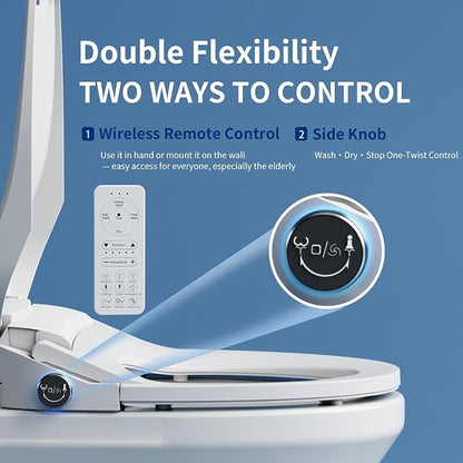 Electric Bidet Seat Elongated,Heated Seat,Luxury Wash,Smart LED | Premium Aerated Wash,Instant Warm,Self Cleaning Nozzle,6000RPM Dryer,Remote Control, Soft Close,Original Manufacturer Quality