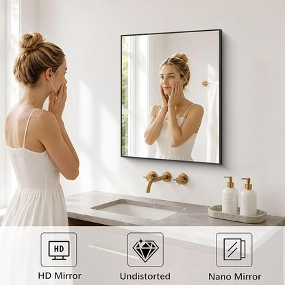 DESBING Black Bathroom Mirror 2 Pack 18x24 Inch, Shatter-Resistant Wall Mirror with Durable Frame, Modern Decor for Entryway/Bathroom/Living Room – Horizontal/Vertical