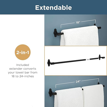 Franklin Brass Hartwell 3-Piece Bathroom Set Satin Nickel 18" + 6" Towel Rack, Toilet Paper Holder/Hand Towel Holder, Hook | 3-Piece Bath Hardware Accessories Set HRT63-SN