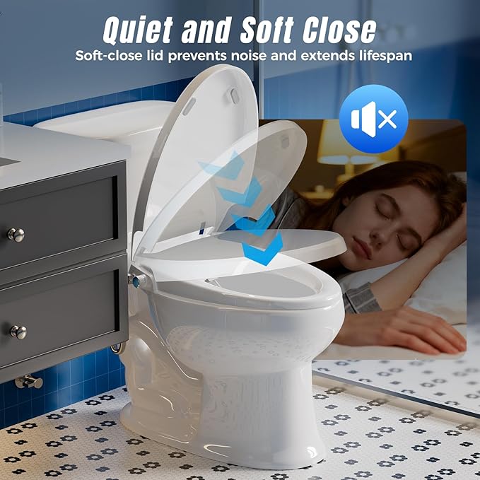 Bidet Toilet Seat Elongated Bidet Seat with Slow-Close, Non-Electric Bidet seat with Dual Nozzles, Fit Elongated Toilet Seat, Water Pressure Control，Easy to Install