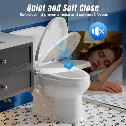 Bidet Toilet Seat Elongated Bidet Seat with Slow-Close, Non-Electric Bidet seat with Dual Nozzles, Fit Elongated Toilet Seat, Water Pressure Control，Easy to Install