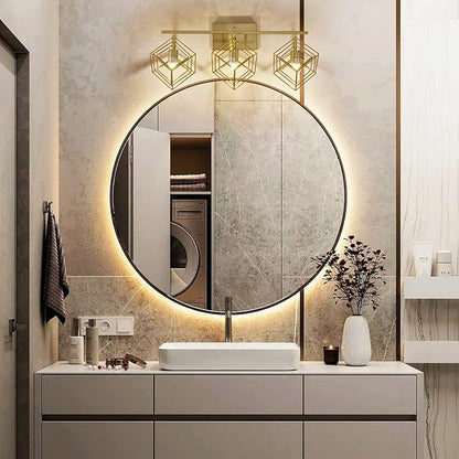 Bathroom Vanity Light with 3 Bulbs Bathroom Light Fixtures Over Mirror with 3 Rotatable Cube Shades Modern Wall Mounted Brushed Brass Gold