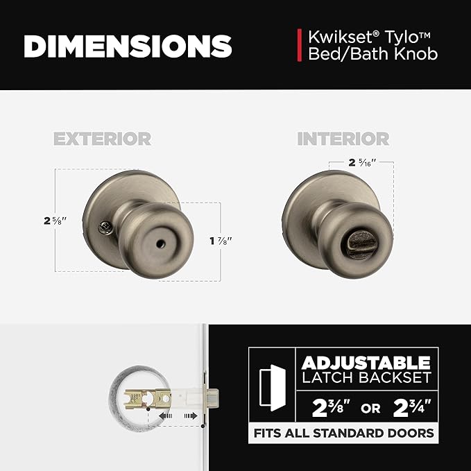Kwikset 93001-869 Tylo Bed & Bath Knob in Antique Brass, Privacy (Pack of 6)