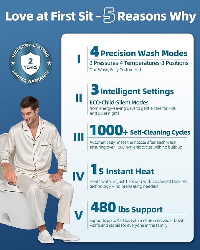 Electric Bidet Toilet Seat, Heated Toilet Seat Elongated with Instant Warm Water & Dryer, Feminine & Front Rear Wash, Wireless Remote, Self-Clean Nozzle, Slow Close Lid, Upgraded Silent ECO Child Mode