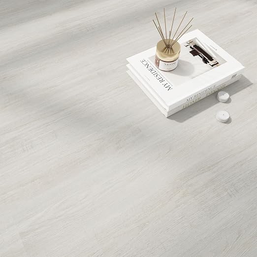 MULGREAT Peel and Stick Floor Tile, 54 Sq.Ft Self Adhesive Vinyl Flooring Plank, 36 Pieces Waterproof Heavy Duty Wood Grain Tiles, 36"x6" DIY Planks for Bedroom Kitchen Apartment Bathroom White