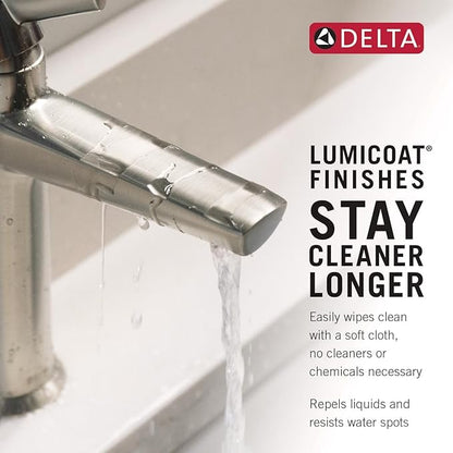 Delta Nicoli 1 Hole Pull Down Bathroom Faucet with Sprayer, Chrome Single Hole Bathroom Sink Faucet with Pull Out Sprayer for Vanity, Metal Push-Pop Drain, Chrome 15849LF-PD